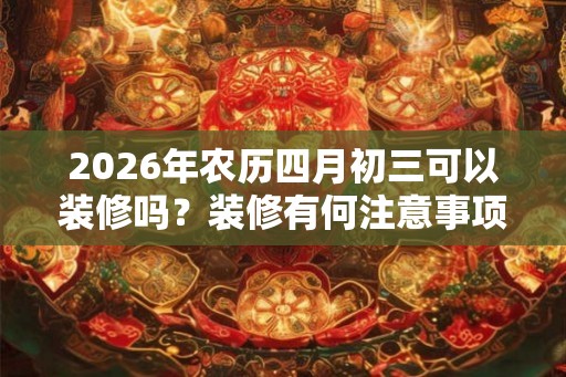2026年农历四月初三可以装修吗？装修有何注意事项？