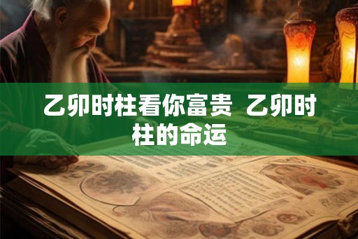 乙卯时柱看你富贵  乙卯时柱的命运