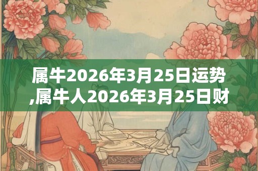 属牛2026年3月25日运势,属牛人2026年3月25日财运,生肖牛2026年3月25日运势 属牛2026年3月25日运势,属牛人2026年3月25日财运,生肖牛2026年3月25日运势