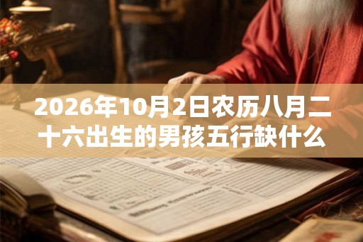 2026年10月2日农历八月二十六出生的男孩五行缺什么 2026年10月2日农历八月二十六出生的男孩五行缺什么