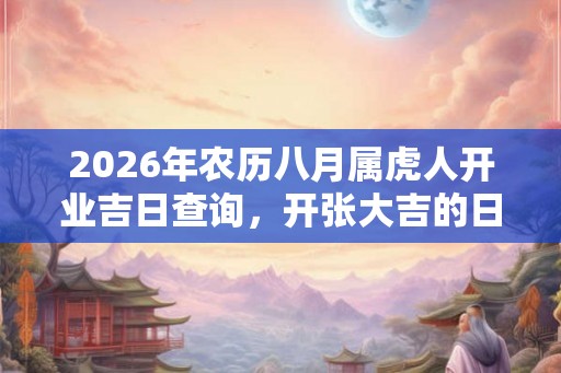 2026年农历八月属虎人开业吉日查询，开张大吉的日子