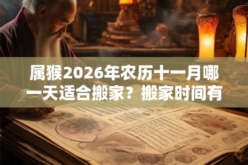 属猴2026年农历十一月哪一天适合搬家？搬家时间有什么讲究？