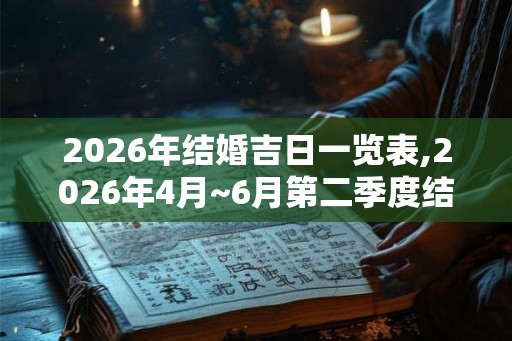 2026年结婚吉日一览表,2026年4月~6月第二季度结婚黄历