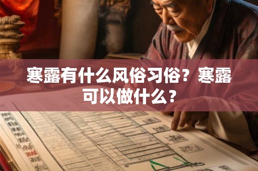 寒露有什么风俗习俗？寒露可以做什么？