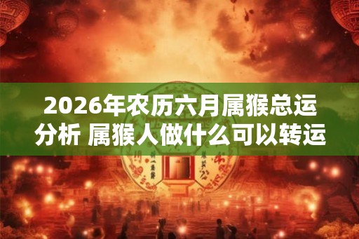 2026年农历六月属猴总运分析 属猴人做什么可以转运