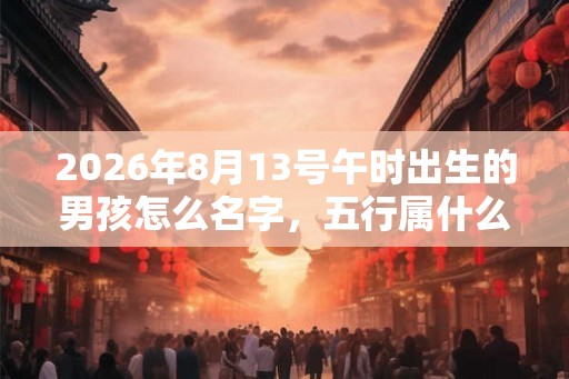 2026年8月13号午时出生的男孩怎么名字，五行属什么呢