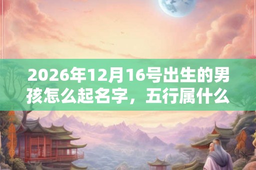 2026年12月16号出生的男孩怎么起名字，五行属什么