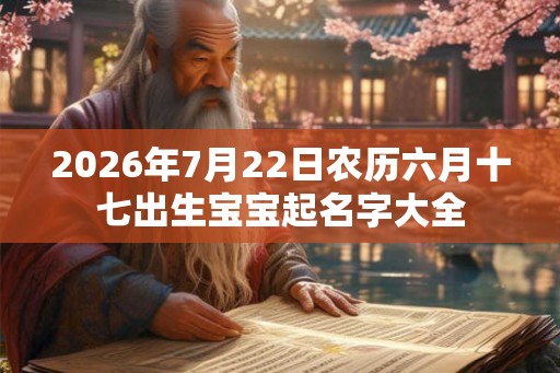2026年7月22日农历六月十七出生宝宝起名字大全