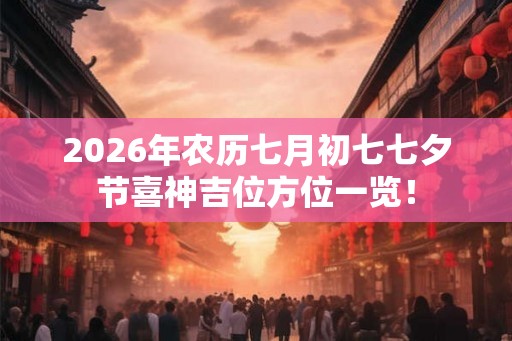 2026年农历七月初七七夕节喜神吉位方位一览！