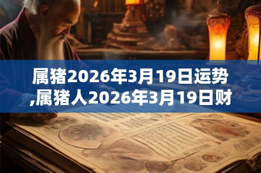 属猪2026年3月19日运势,属猪人2026年3月19日财运,生肖猪2026年3月19日运势