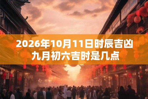 2026年10月11日时辰吉凶 九月初六吉时是几点
