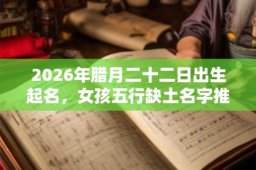 2026年腊月二十二日出生起名，女孩五行缺土名字推荐
