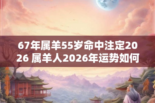67年属羊55岁命中注定2026 属羊人2026年运势如何
