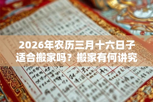 2026年农历三月十六日子适合搬家吗？搬家有何讲究？