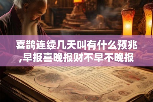 喜鹊连续几天叫有什么预兆,早报喜晚报财不早不晚报宾 喜鹊连续几天叫有什么预兆,早报喜晚报财不早不晚报宾