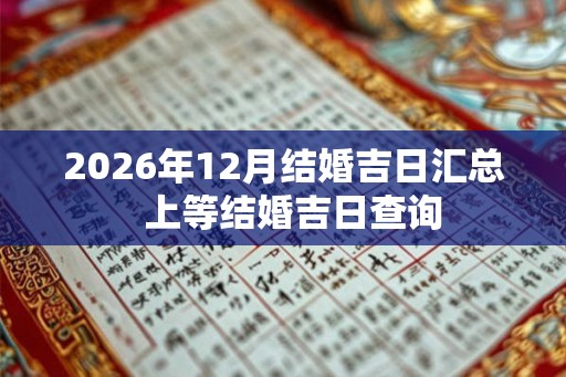 2026年12月结婚吉日汇总 上等结婚吉日查询 2026年12月结婚吉日汇总 上等结婚吉日查询