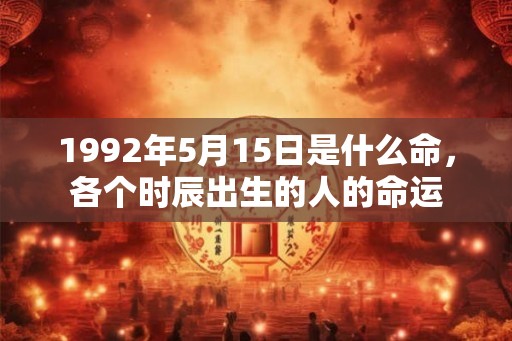 1992年5月15日是什么命，各个时辰出生的人的命运
