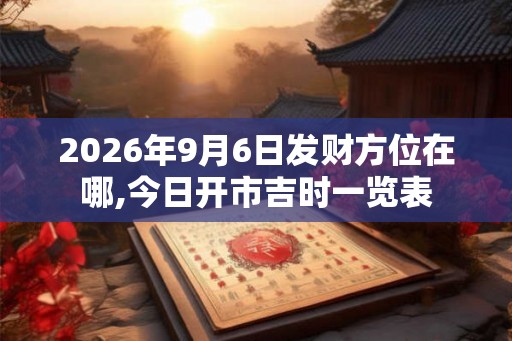 2026年9月6日发财方位在哪,今日开市吉时一览表