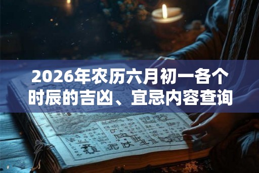 2026年农历六月初一各个时辰的吉凶、宜忌内容查询