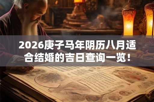 2026庚子马年阴历八月适合结婚的吉日查询一览！