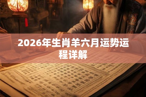 2026年生肖羊六月运势运程详解