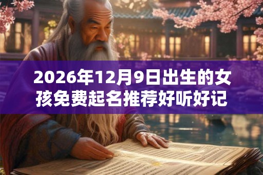 2026年12月9日出生的女孩免费起名推荐好听好记