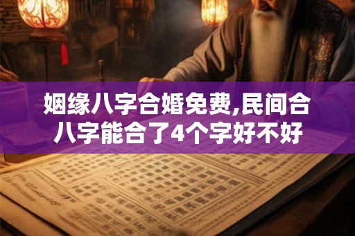 姻缘八字合婚免费,民间合八字能合了4个字好不好