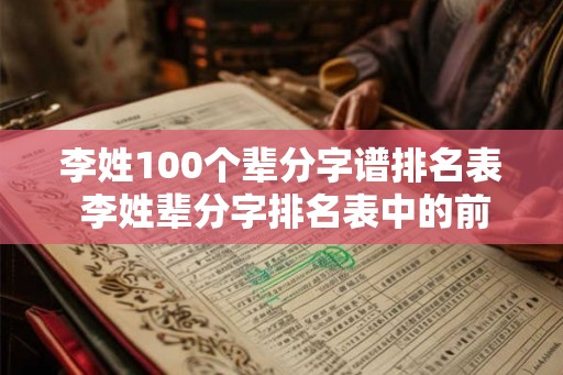 李姓100个辈分字谱排名表 李姓辈分字排名表中的前100名是谁