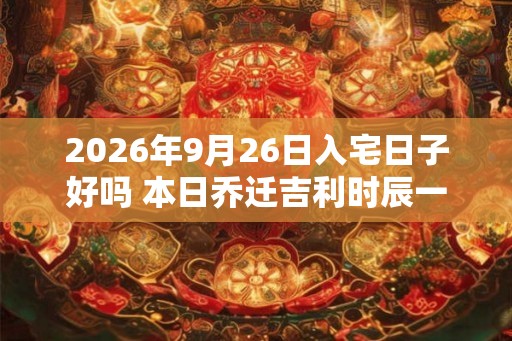 2026年9月26日入宅日子好吗 本日乔迁吉利时辰一览