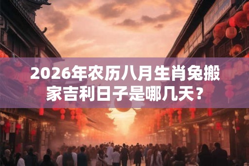 2026年农历八月生肖兔搬家吉利日子是哪几天？