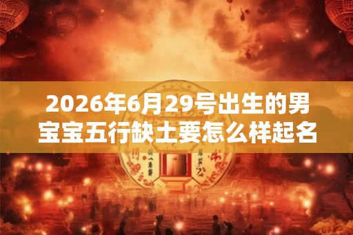 2026年6月29号出生的男宝宝五行缺土要怎么样起名字