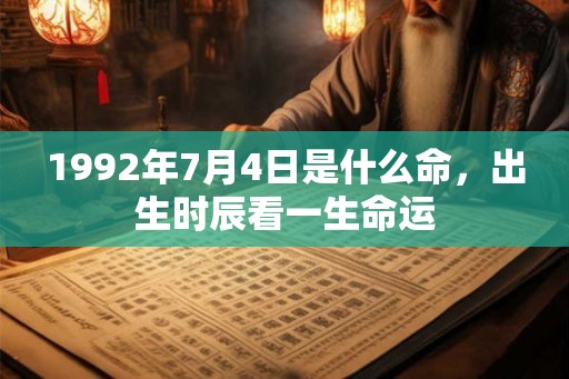 1992年7月4日是什么命，出生时辰看一生命运