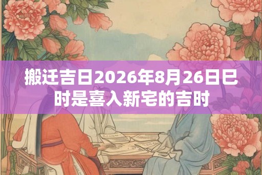 搬迁吉日2026年8月26日巳时是喜入新宅的吉时