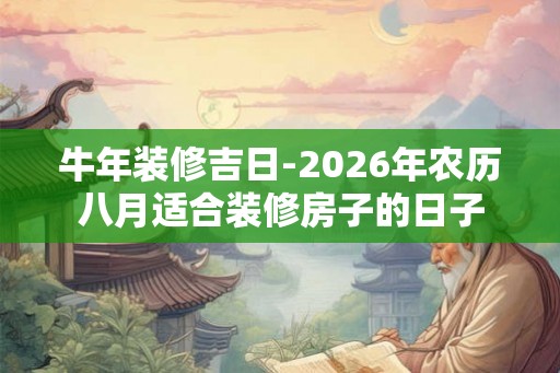 牛年装修吉日-2026年农历八月适合装修房子的日子