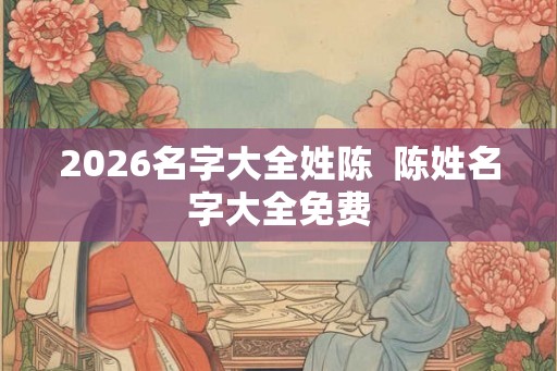 2026名字大全姓陈  陈姓名字大全免费