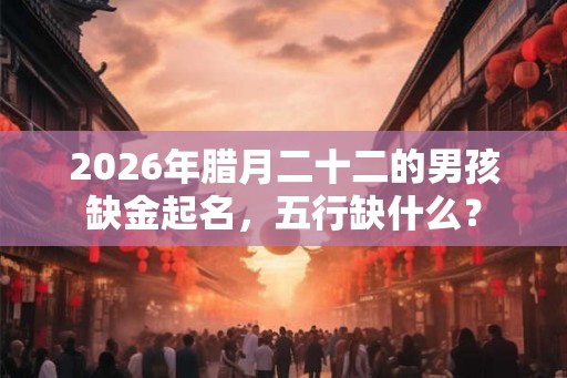 2026年腊月二十二的男孩缺金起名，五行缺什么？