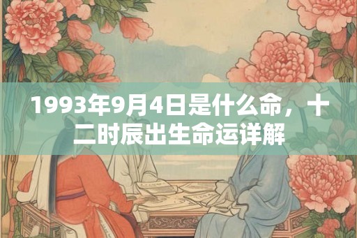 1993年9月4日是什么命，十二时辰出生命运详解