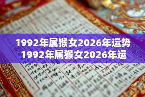 1992年属猴女2026年运势 1992年属猴女2026年运势如何 1992年属猴女2026年运势 1992年属猴女2026年运势如何