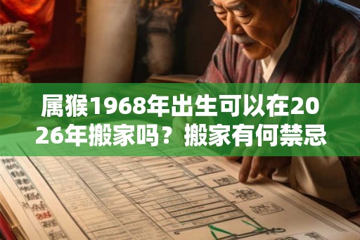 属猴1968年出生可以在2026年搬家吗？搬家有何禁忌？