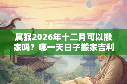 属猴2026年十二月可以搬家吗？哪一天日子搬家吉利？