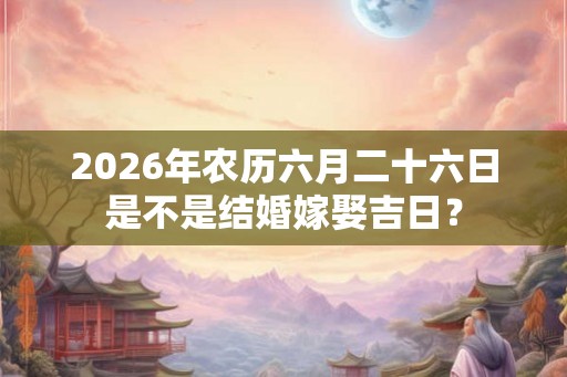 2026年农历六月二十六日是不是结婚嫁娶吉日？