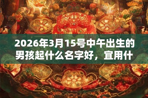 2026年3月15号中午出生的男孩起什么名字好，宜用什么字？