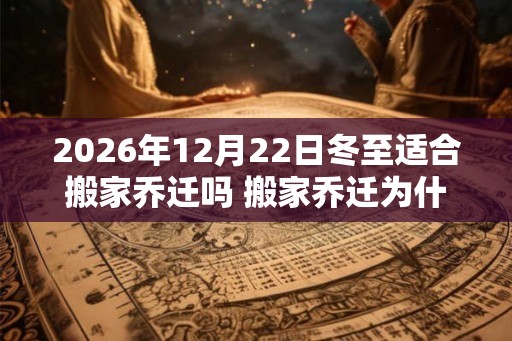 2026年12月22日冬至适合搬家乔迁吗 搬家乔迁为什么要暖房