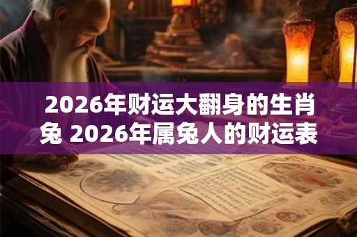 2026年财运大翻身的生肖兔 2026年属兔人的财运表现
