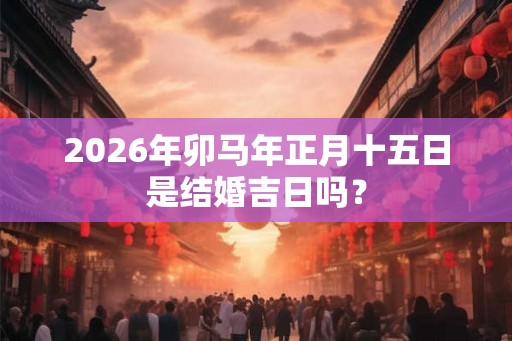 2026年卯马年正月十五日是结婚吉日吗？