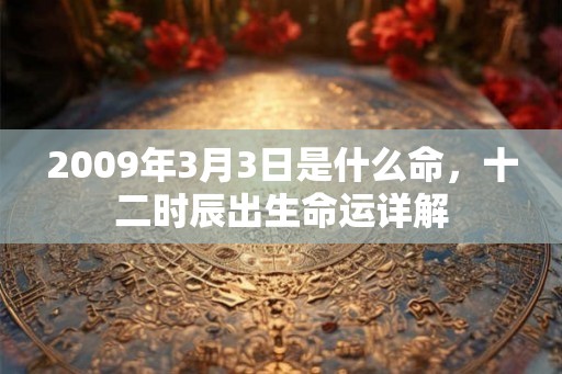2009年3月3日是什么命，十二时辰出生命运详解
