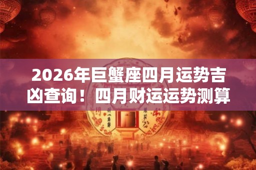2026年巨蟹座四月运势吉凶查询！四月财运运势测算