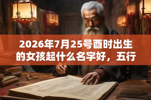 2026年7月25号酉时出生的女孩起什么名字好，五行属什么？