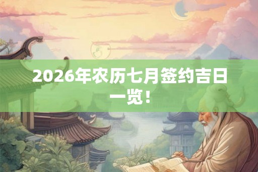 2026年农历七月签约吉日一览！