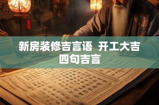 新房装修吉言语  开工大吉四句吉言